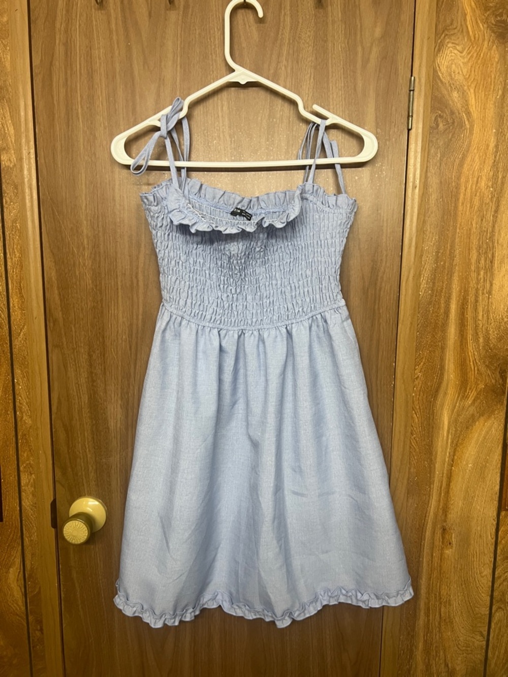 SHEIN Light Blue Smocked Sundress with Tie Straps